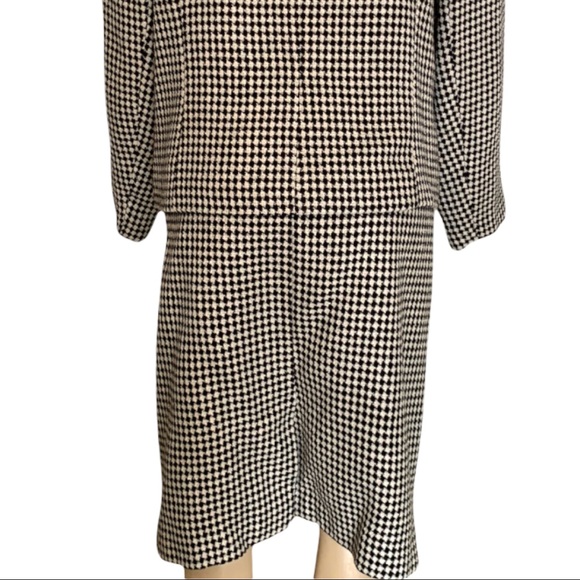 VTG Wool Michel Antoni Studio Harlequin Gingham Black & White Checkered Skirt - Picture 3 of 5